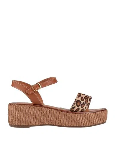 Stefani Woman Sandals Tan Size 10 Cowhide In Brown