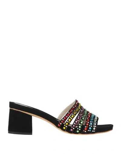 Stefania Pellicci Woman Sandals Black Size 6 Leather
