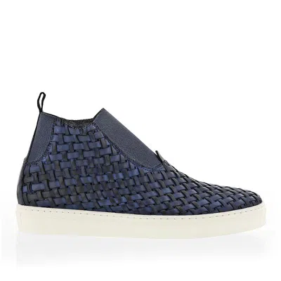 Pre-owned Stefano Lorenzi Reverse Gore Woven Boot In Blue