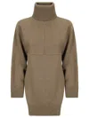 Stefano Mortari Asymmetric Hem Wool Turtleneck Sweater In Brown