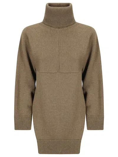 Stefano Mortari Asymmetric Hem Wool Turtleneck Sweater In Brown