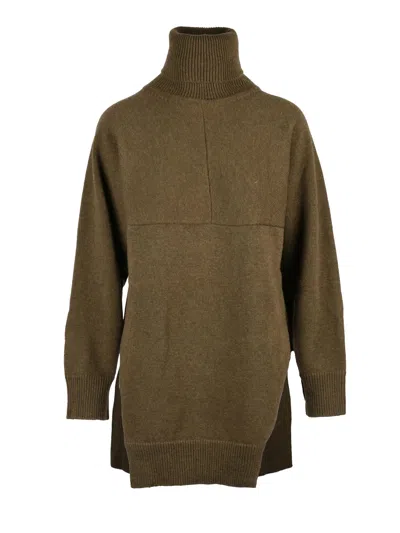 Stefano Mortari Asymmetrical High-neck Wool Sweater In Brown