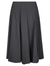 Stefano Mortari Black Flared Skirt With Low Pleats In Black