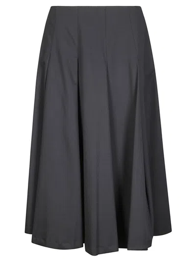 STEFANO MORTARI BLACK FLARED SKIRT WITH LOW PLEATS