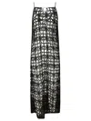 Stefano Mortari Black Long Dress With Fishnet Floral Embroidery In Black