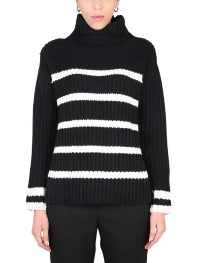 Stefano Mortari Black Stripes Turtle Neck Jumper