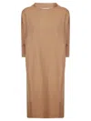 Stefano Mortari Boat Neck Maxi Dress With Three-quarter Sleeves In Brown