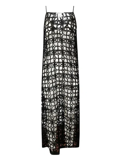 Stefano Mortari Crochet Midi Dress In Black
