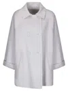 Stefano Mortari Double-breasted Pea Coat With Light Buttons And Flared Silhouette In White