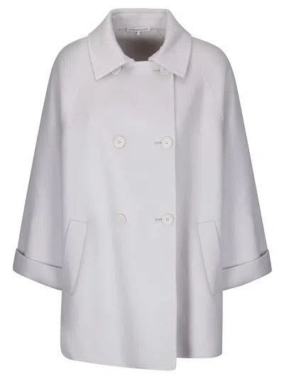 STEFANO MORTARI DOUBLE-BREASTED PEA COAT WITH LIGHT BUTTONS AND FLARED SILHOUETTE