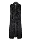 Stefano Mortari Long Sleeveless Coat With Black Fringes And Relaxed Fit In Black