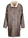 Stefano Mortari Sherpa-trimmed Buttoned Coat In Brown