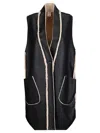 Stefano Mortari Long Sheepskin-effect Vest In Synthetic Material In Black