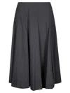Stefano Mortari Black Flared Skirt With Low Pleats In Blue