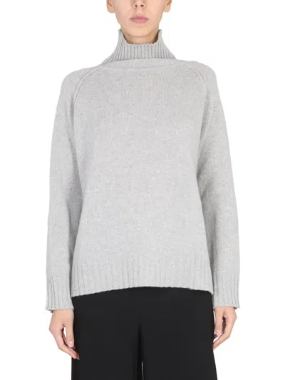 Stefano Mortari High Neck Ribbed Turtleneck Sweater For Women In Gray