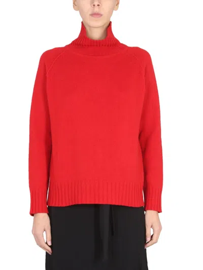 Stefano Mortari High Neck Ribbed Turtleneck Sweater In Red