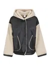 Stefano Mortari Hooded Leather Fleece Jacket In Multi