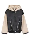 Stefano Mortari Hooded Leather Fleece Jacket In Black