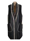 Stefano Mortari Long Sheepskin-effect Vest In Synthetic Material In Black