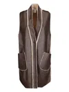 Stefano Mortari Long Sheepskin-effect Vest In Synthetic Material In Brown
