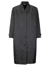 Stefano Mortari Lightweight Black Trench Coat With Embossed Pattern In Black