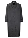 Stefano Mortari Lightweight Black Trench Coat With Embossed Pattern In Gray
