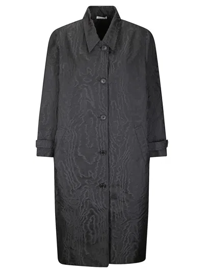 STEFANO MORTARI LIGHTWEIGHT BLACK TRENCH COAT WITH EMBOSSED PATTERN