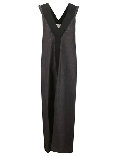 Stefano Mortari Linen Dress With Crossover Back In Anthracite
