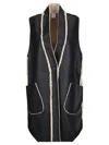 Stefano Mortari Long Sheepskin-effect Vest In Synthetic Material In Black