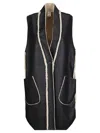 Stefano Mortari Long Sheepskin-effect Vest In Synthetic Material In Black