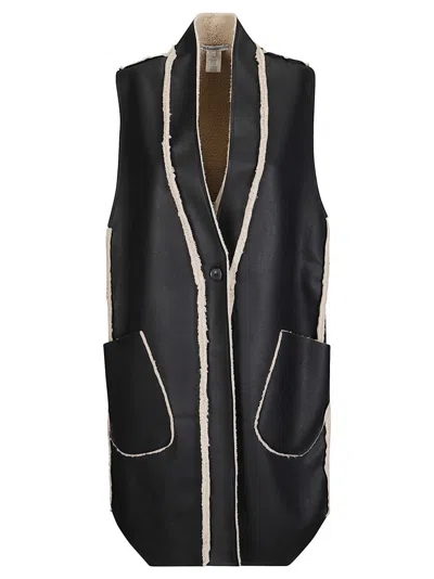 STEFANO MORTARI LONG SHEEPSKIN-EFFECT VEST IN SYNTHETIC MATERIAL