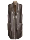 Stefano Mortari Long Sheepskin-effect Vest In Synthetic Material In Brown