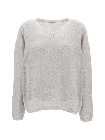 Stefano Mortari Ribbed V-neck Sweater In Gray