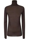 Stefano Mortari Top Collo Alto Manica Lunga Bottoncini Schiena In Brown