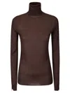 Stefano Mortari Top Collo Alto Manica Lunga Bottoncini Schiena In Choccolate