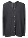 Stefano Mortari V-neck Button-down Cardigan With Asymmetrical Hem In Black