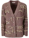 Stefano Mortari Cardigan Lana Lavorato In Brown