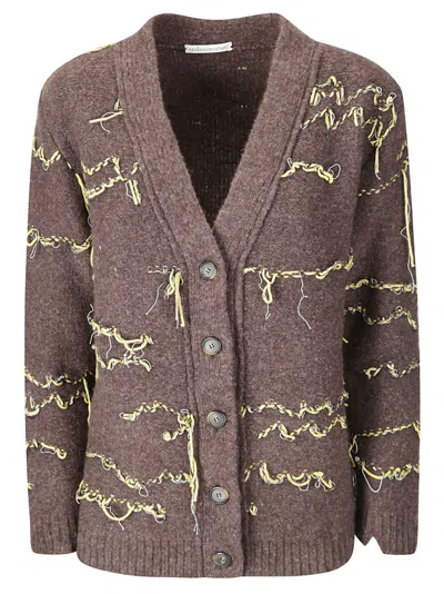 STEFANO MORTARI STEFANO MORTARI V-NECK CARDIGAN WITH THREADS