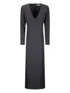 Stefano Mortari V-neck Long-sleeve Maxi Dress In Black