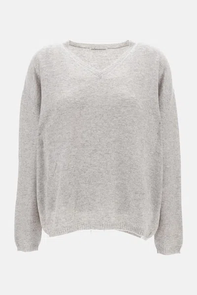 Stefano Mortari Ribbed V-neck Sweater In Gray