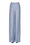 Stefano Mortari Wide Leg Linen Trousers In Light Denim