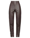 Stefano Mortari Woman Pants Dark Brown Size 2 Viscose, Polyurethane