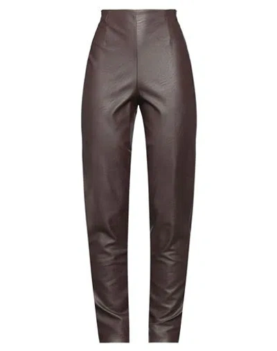 Stefano Mortari Woman Pants Dark Brown Size 2 Viscose, Polyurethane