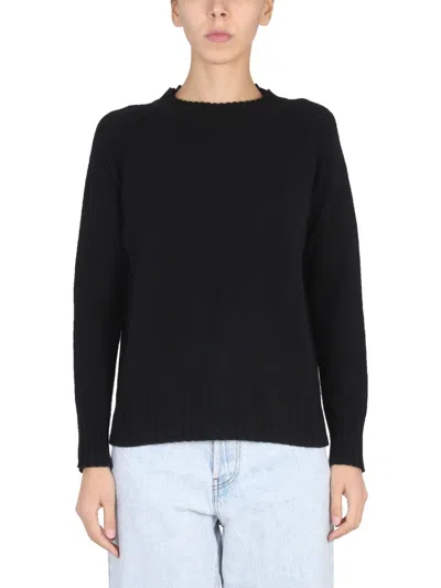 Stefano Mortari Wool Cross-neck T-shirt For Women In Black