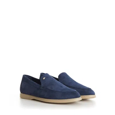 Pre-owned Stefano Ricci 1100$ Blue Suede Slip-on Loafer Shoes - Eagle Head, Perforated