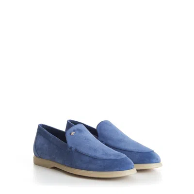 Pre-owned Stefano Ricci 1100$ Blue Suede Slip-on Loafers Shoes - Eagle Head