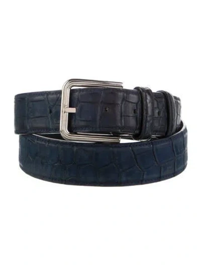 Pre-owned Stefano Ricci Alligator Waist Belt In Blue