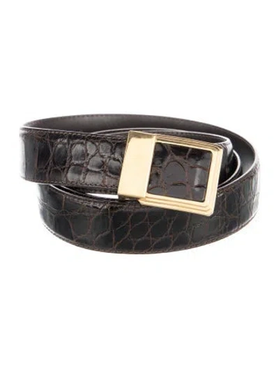 Pre-owned Stefano Ricci Alligator Waist Belt In Brown