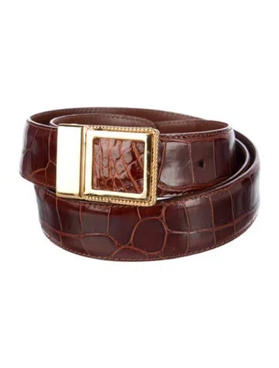 Pre-owned Stefano Ricci Alligator Waist Belt In Brown