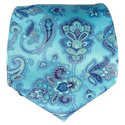 Pre-owned Stefano Ricci Blue Aqua Paisley Silk Tie